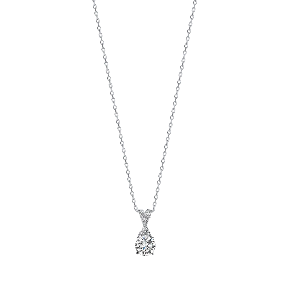 Silver necklace with Melitea light point and cubic zirconia