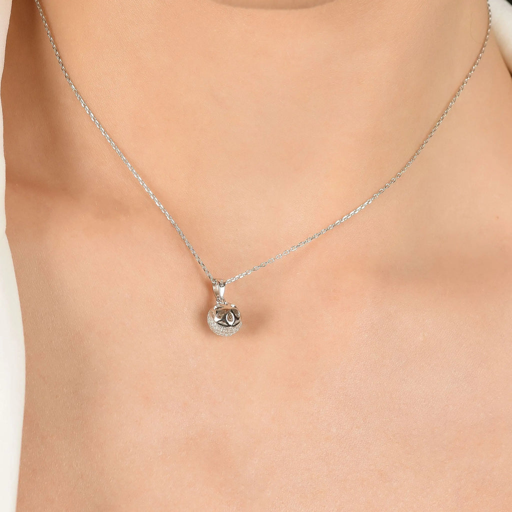 Silver necklace with sphere and cubic zirconia Melitea