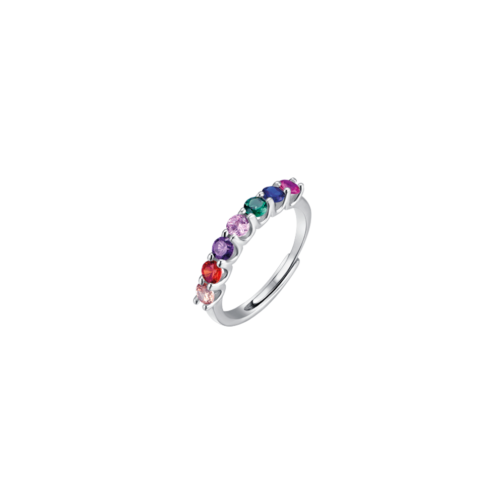 SILVER RING WITH MULTICOLOR ZIRCONES Melitea