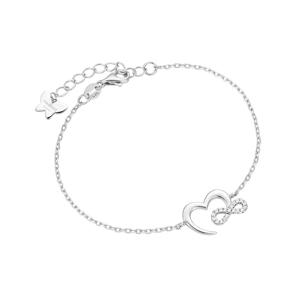 SILVER BRACELET WITH HEART AND INFINITE Melitea