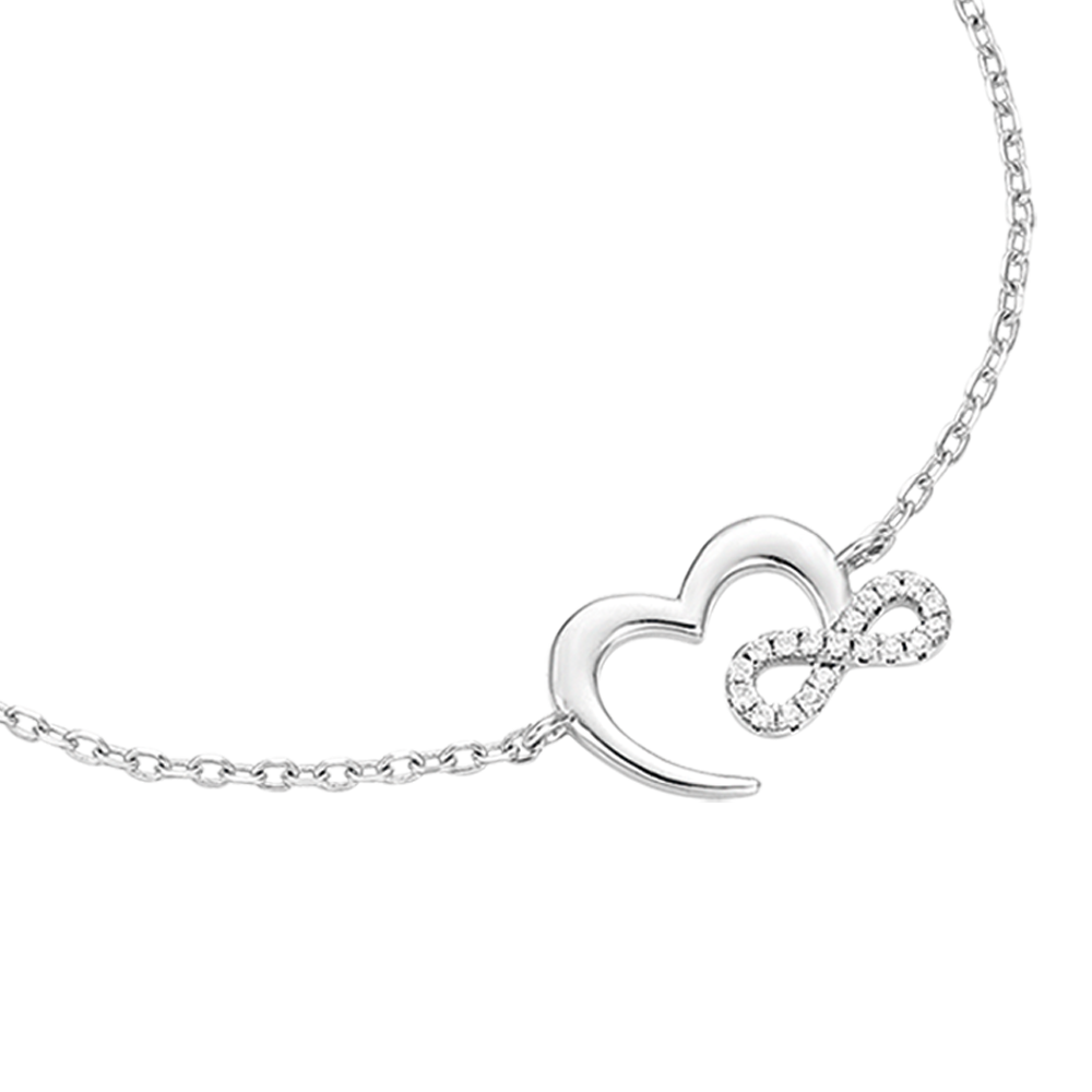 SILVER BRACELET WITH HEART AND INFINITE Melitea