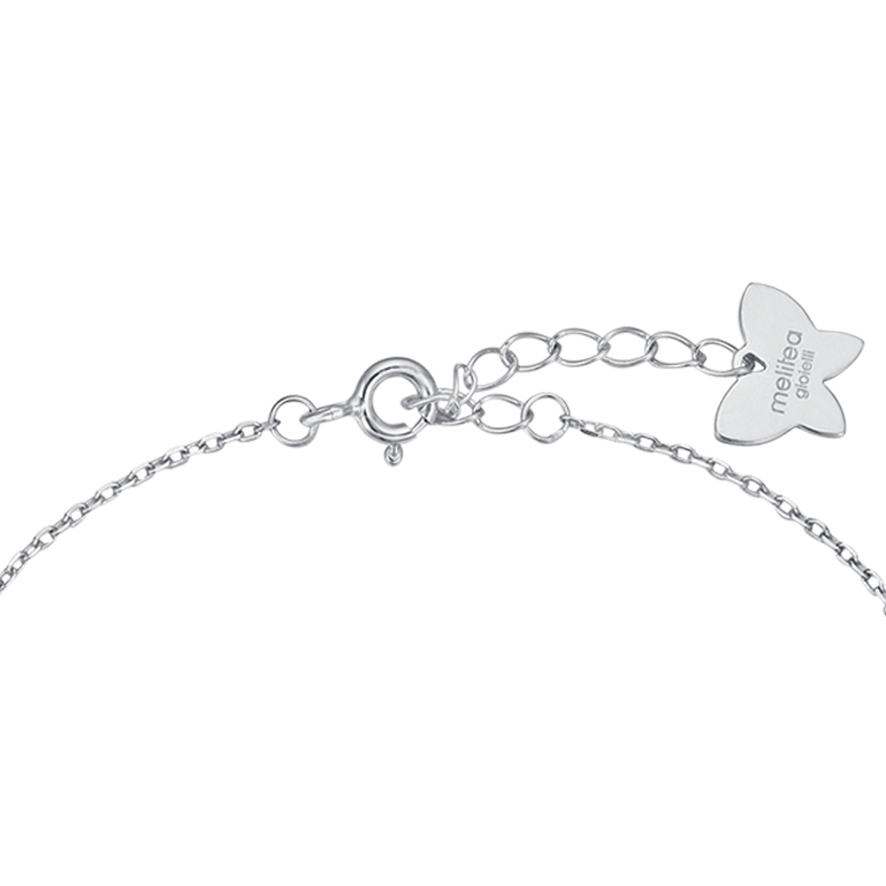 silver bow bracelet with white crystals melitea