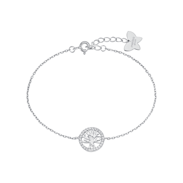 SILVER BRACELET WITH TREE OF LIFE WITH WHITE CRYSTALS Melitea