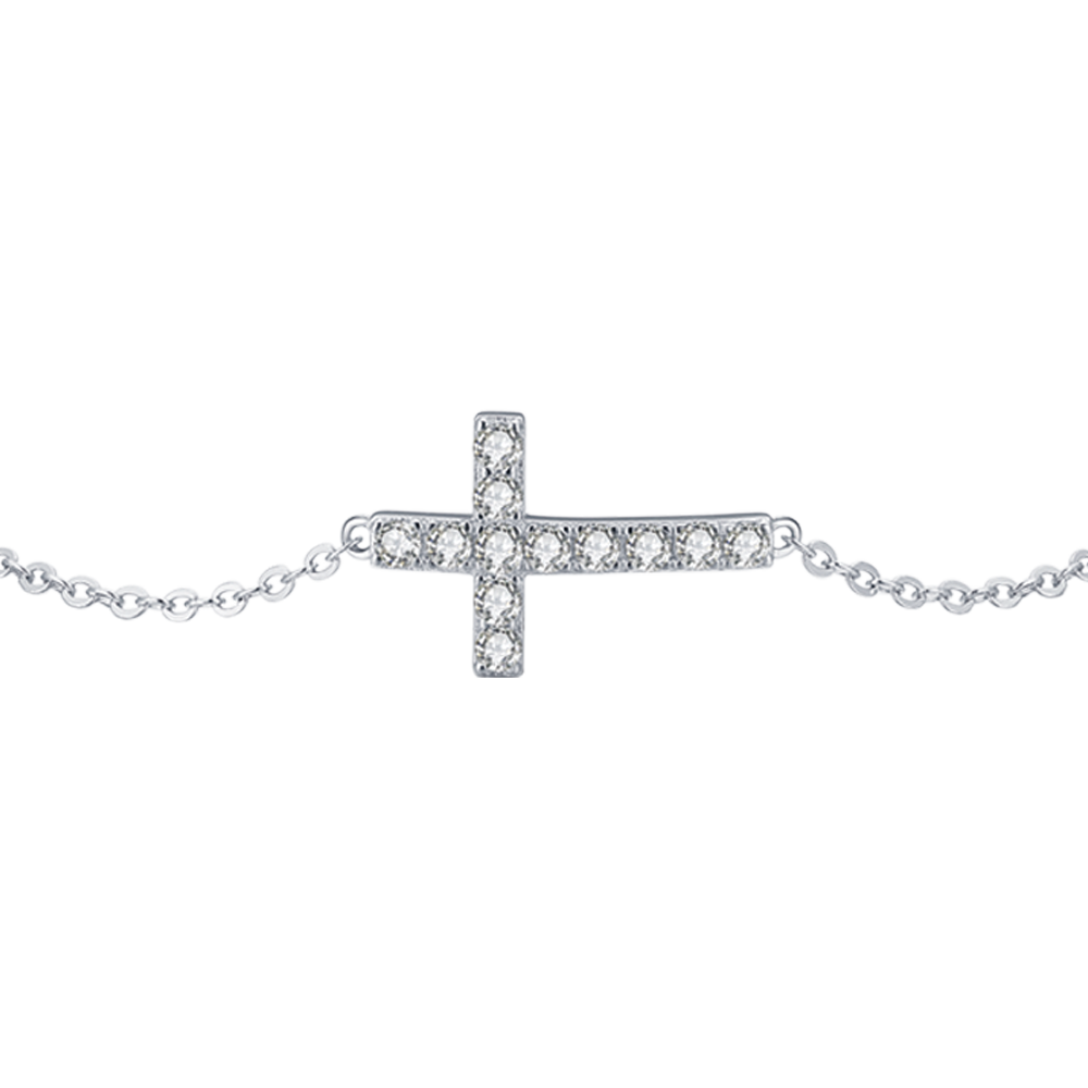 SILVER BRACELET WITH CROSS WITH WHITE CRYSTALS Melitea