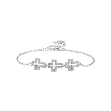 SILVER BRACELET WITH CROSSES WITH WHITE CRYSTALS Melitea