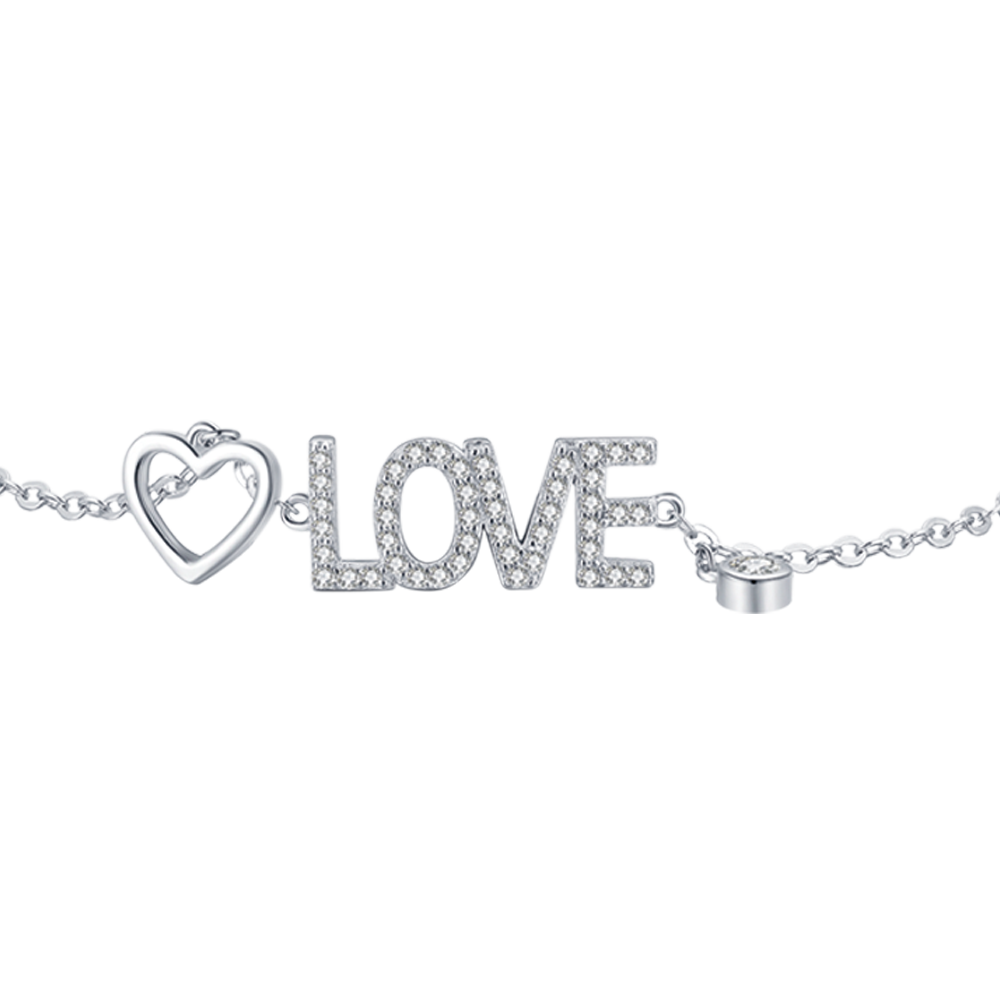 LOVE SILVER BRACELET WITH WHITE CRYSTALS Melitea