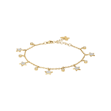 SILVER IP GOLD BRACELET WITH STARS WITH WHITE CRYSTALS Melitea