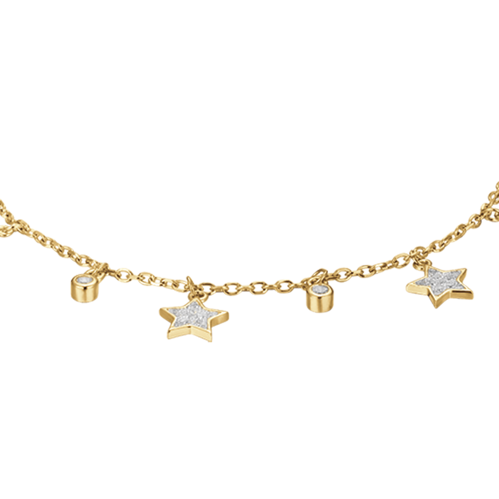 SILVER IP GOLD BRACELET WITH STARS WITH WHITE CRYSTALS Melitea