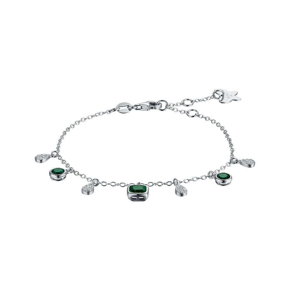 WOMAN'S SILVER BRACELET WITH GREEN AND WHITE ZIRCONES Melitea