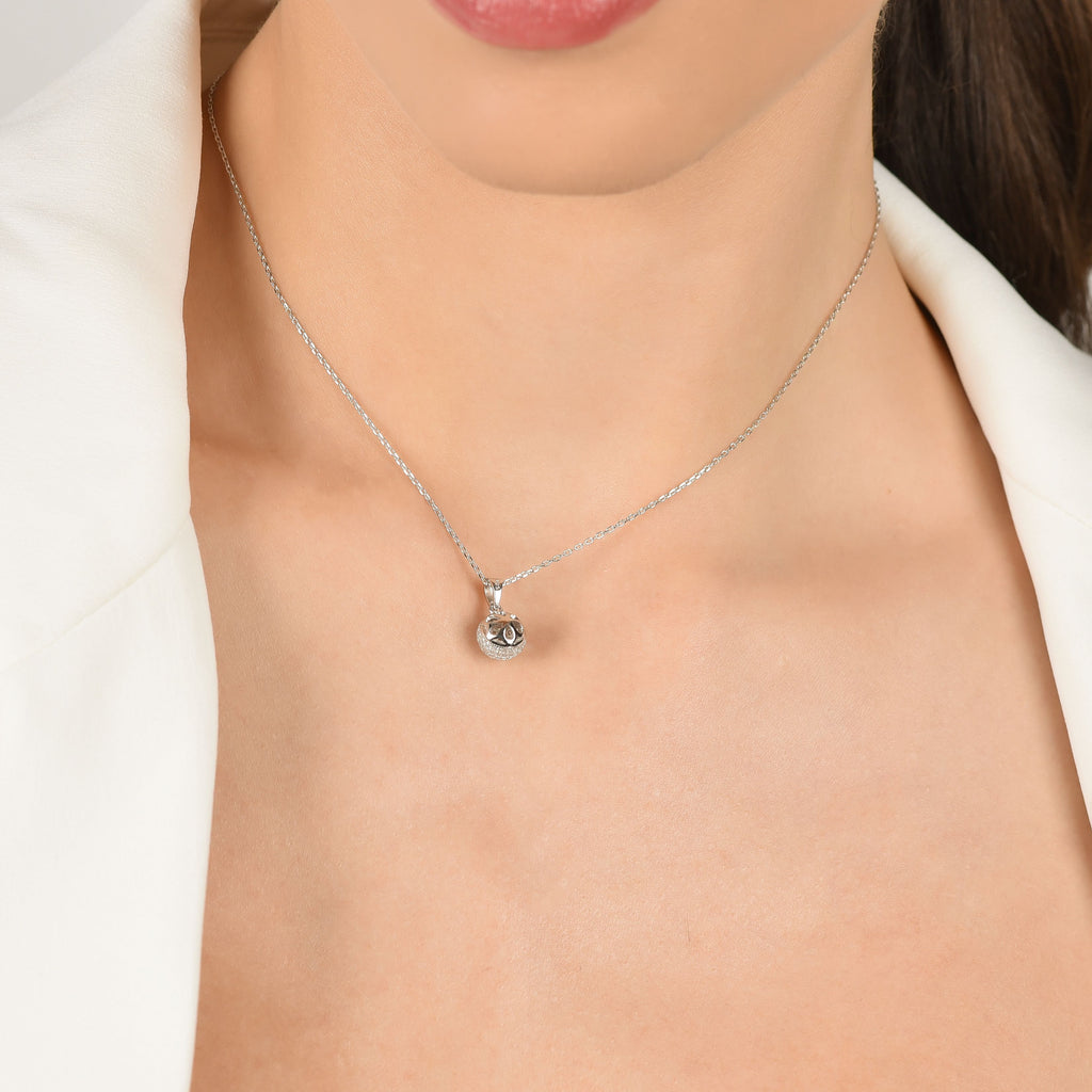 Silver necklace with sphere and cubic zirconia Melitea