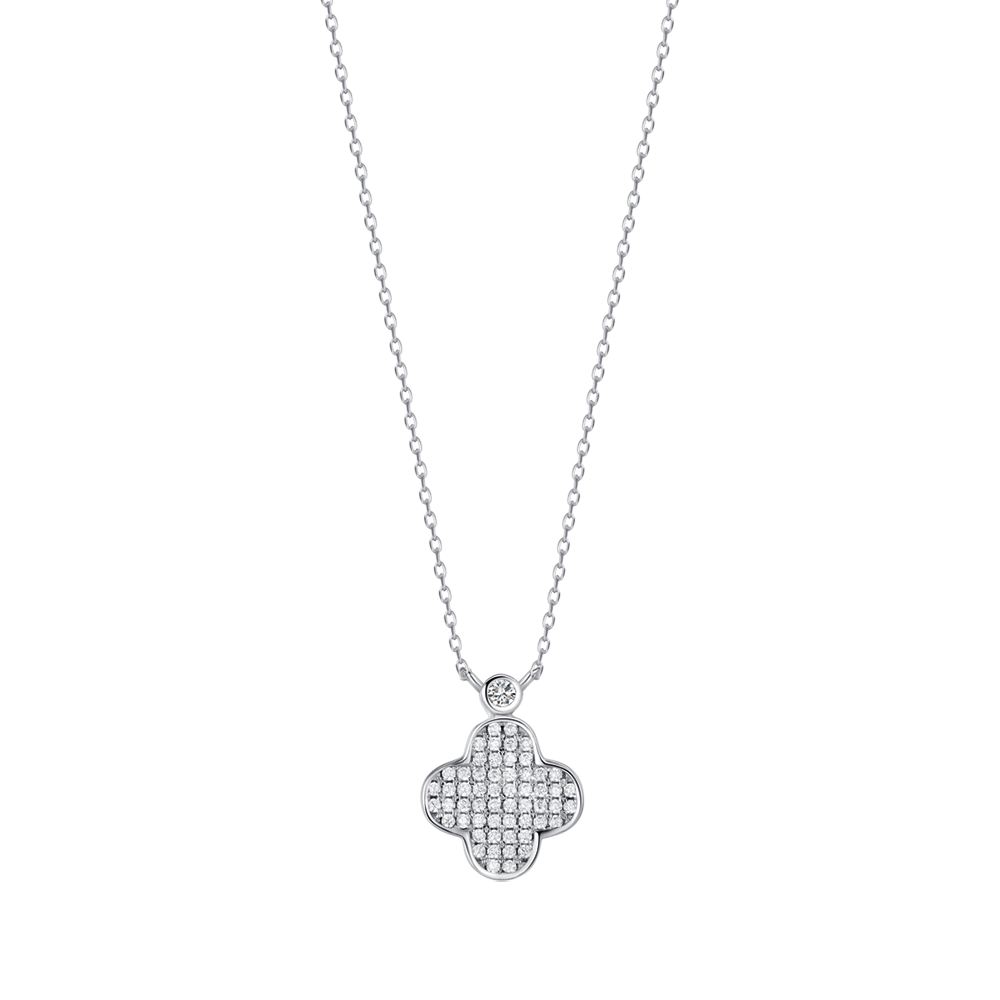 Silver necklace with point light flower and cubic zirconia Melitea