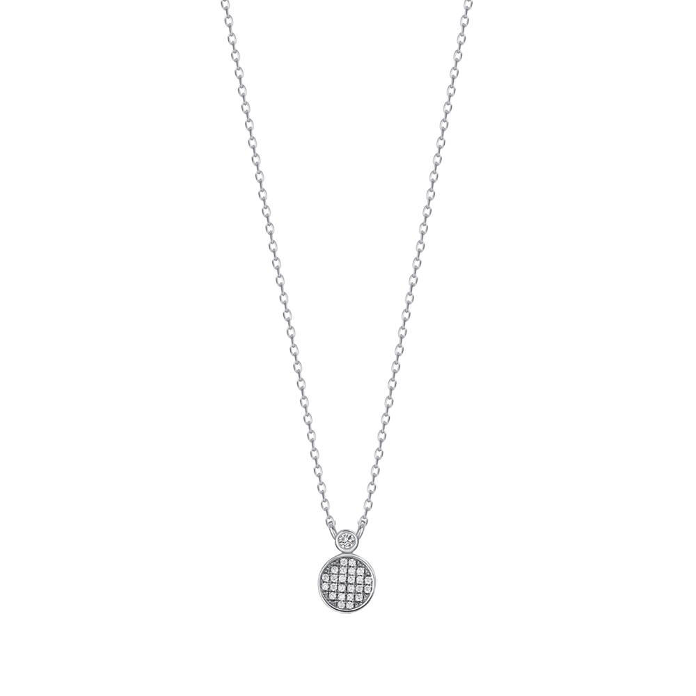 Silver necklace with Melitea point-light circle and cubic zirconia