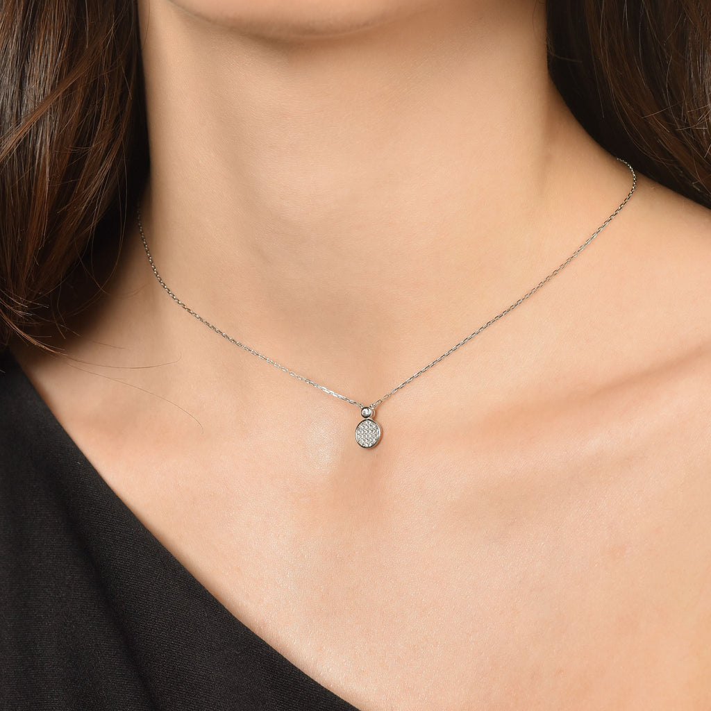 Silver necklace with Melitea point-light circle and cubic zirconia