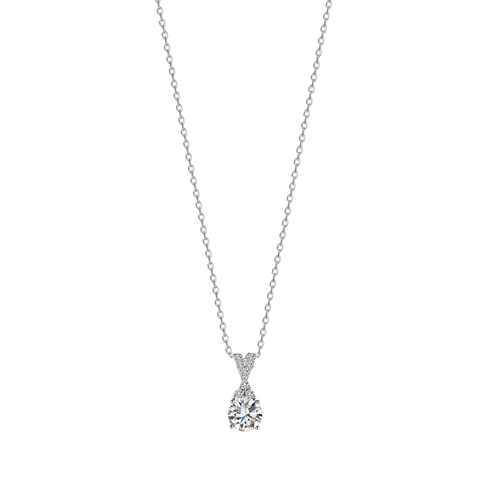 Silver necklace with Melitea light point and cubic zirconia