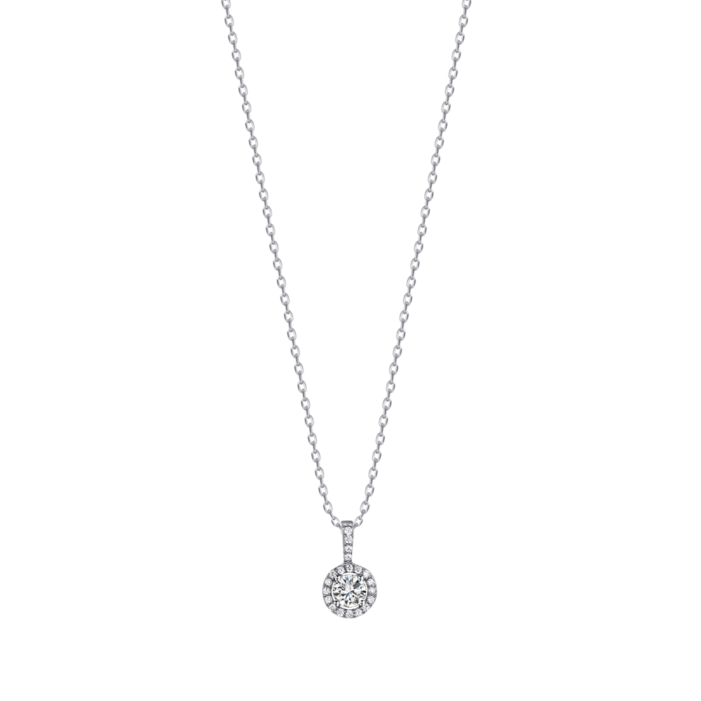 Silver necklace with white crystal and cubic zirconia Melitea