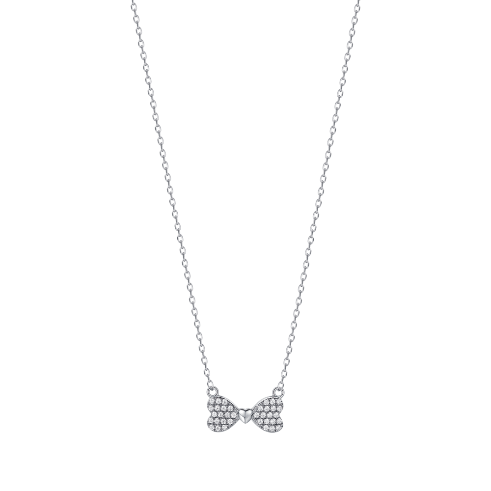 silver necklace with bow pendant melitea