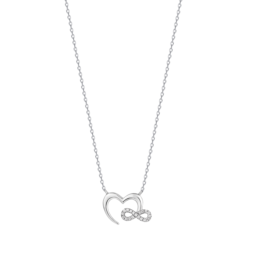 SILVER NECKLACE WITH HEART AND INFINITE Melitea