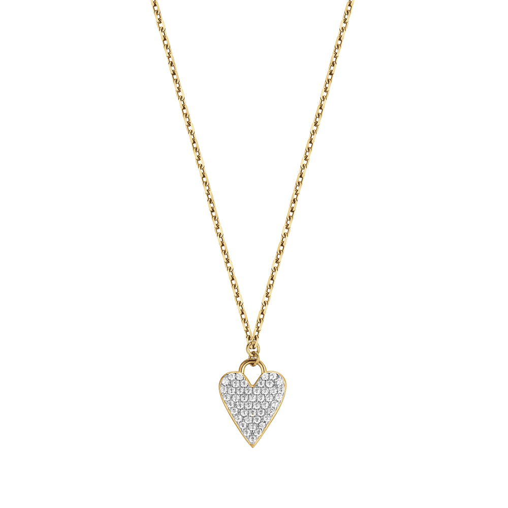 IP GOLD SILVER NECKLACE WITH HEART WITH WHITE CRYSTALS Melitea