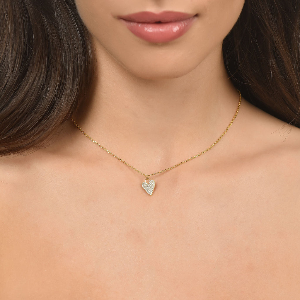 IP GOLD SILVER NECKLACE WITH HEART WITH WHITE CRYSTALS Melitea