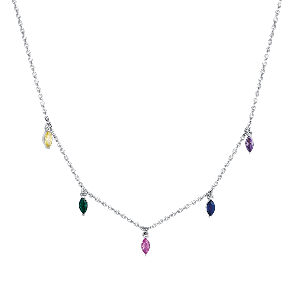 SILVER NECKLACE WITH MULTICOLOR ZIRCONES Melitea