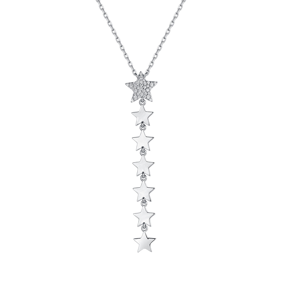 COLLANA DONNA IN ARGENTO CON STELLE. STELLA CENTRALE CON ZIRCONI BIANCHI Melitea