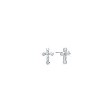 SILVER EARRINGS WITH CROSSES WITH WHITE CRYSTALS Melitea