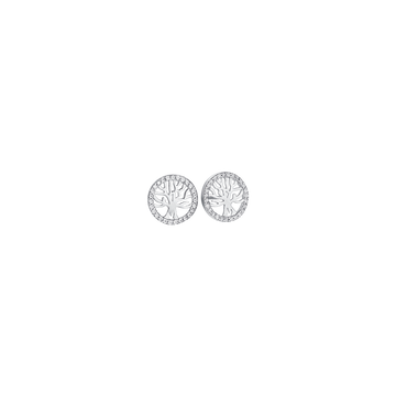 SILVER EARRINGS WITH TREE OF LIFE WITH WHITE CRYSTALS Melitea