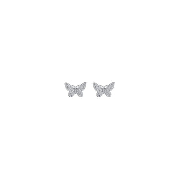 SILVER LADY EARRINGS WITH BUTTERFLY WITH WHITE ZIRCONES Melitea