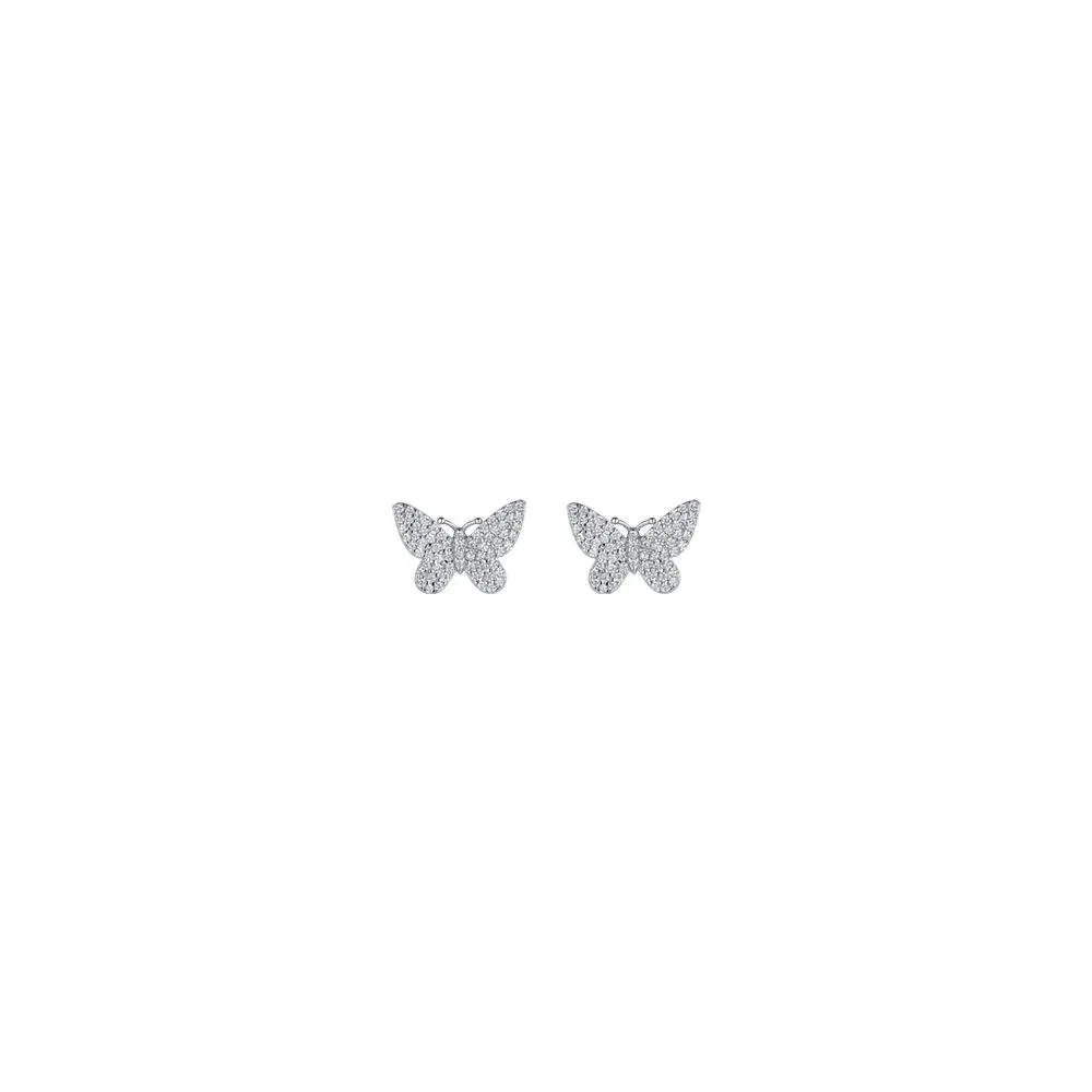 SILVER LADY EARRINGS WITH BUTTERFLY WITH WHITE ZIRCONES Melitea