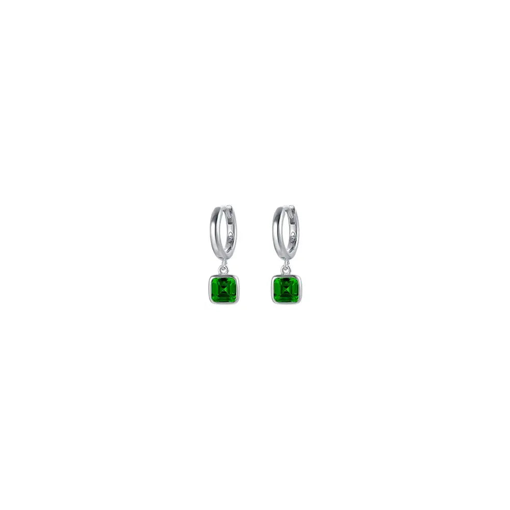 SILVER WOMAN EARRINGS WITH GREEN ZIRCONES Melitea
