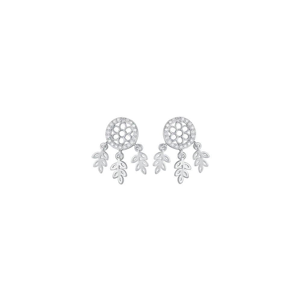 SILVER EARRINGS WITH WHITE CRYSTALS Melitea