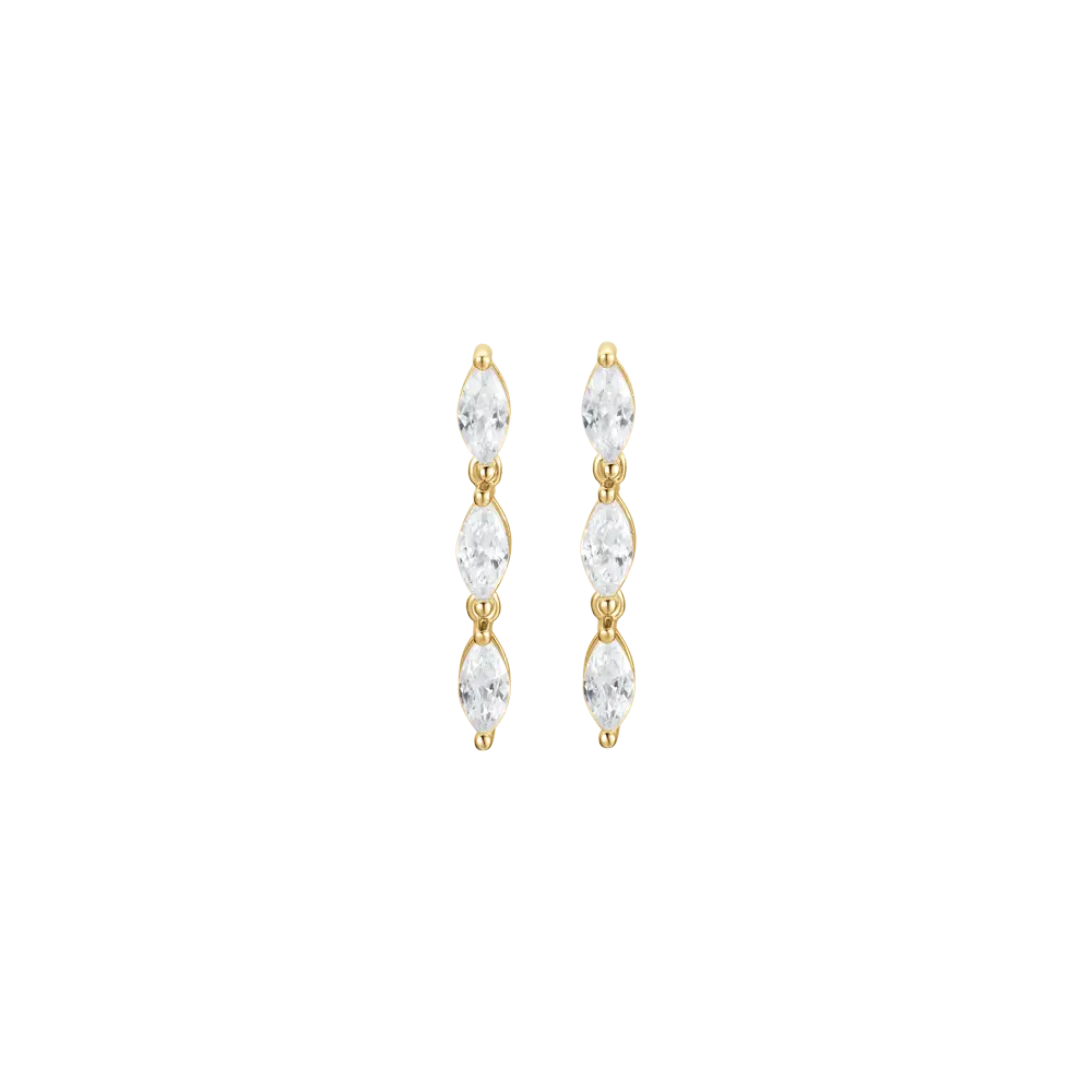 IP GOLD SILVER EARRINGS WITH WHITE ZIRCONES Melitea